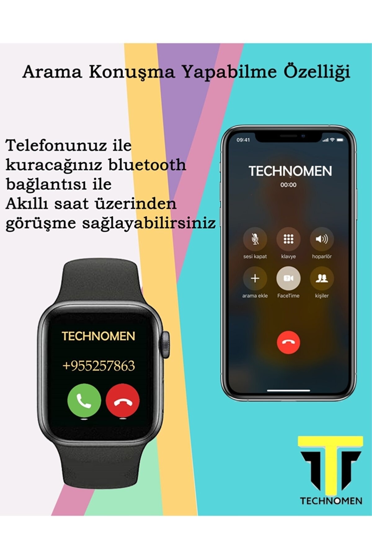 Akıllı Saat T500 Plus +   Kablosuz Kulaklık Ikili Siyah Set Ios Android Smartwatch