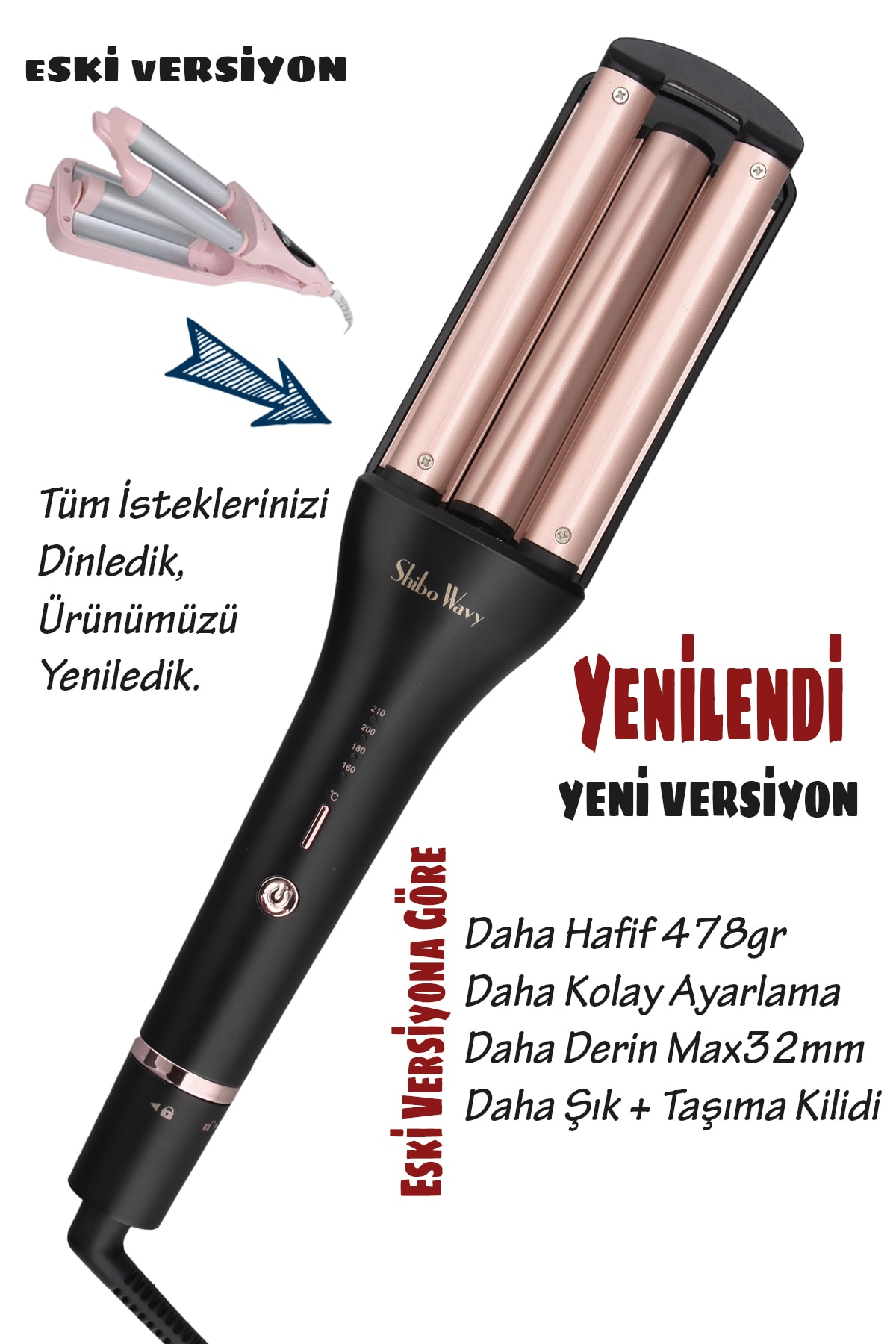 4 Ayarlı Siyah Wag Maşa (19/25/28/32mm Yeni Versiyon) Küçük-orta-iri Dalgalar Aynı Maşada